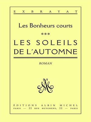 cover image of Les Soleils de l'automne